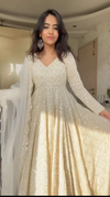 LAKHNAWI EMBROIDERED GEORGETTE ANARKALI FULLY STITCHED SUIT SET OFF WHITELF-115