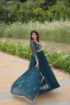 Elegant Faux Blooming Gown with Multi-Embroidery Sequins Work LW-9189