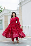 Maroon Color Anarkali Plus size Suit Set For Women LF-6016