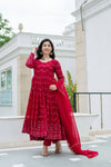 Maroon Color Anarkali Plus size Suit Set For Women LF-6016