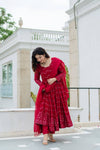 Maroon Color Anarkali Plus size Suit Set For Women LF-6016