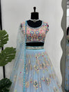 Butterfly Net Thread Embroidery with Sequins Lehenga CholiQRC-289