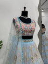 Butterfly Net Thread Embroidery with Sequins Lehenga CholiQRC-289