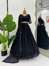 Thread Embroidery withSequins and Four-Side Lace Border Lehenga Choli - QRC-295