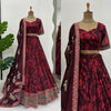 Thread Embroidery with Sequins and Four-Side Lace Border Lehenga Choli - QRC-296