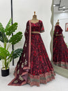 Thread Embroidery with Sequins and Four-Side Lace Border Lehenga Choli - QRC-296