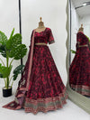 Thread Embroidery with Sequins and Four-Side Lace Border Lehenga Choli - QRC-296