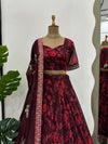 Thread Embroidery with Sequins and Four-Side Lace Border Lehenga Choli - QRC-296